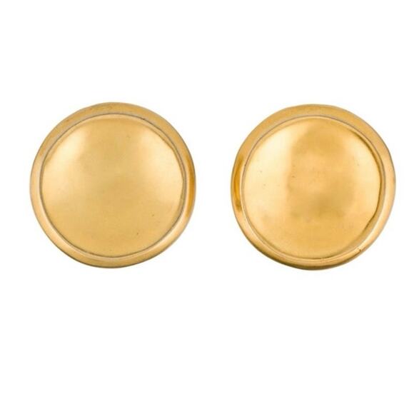 Robert Lee Morris Designer Signed Vintage Gold Tone Round Dome Clip-On Earrings - Picture 4 of 15